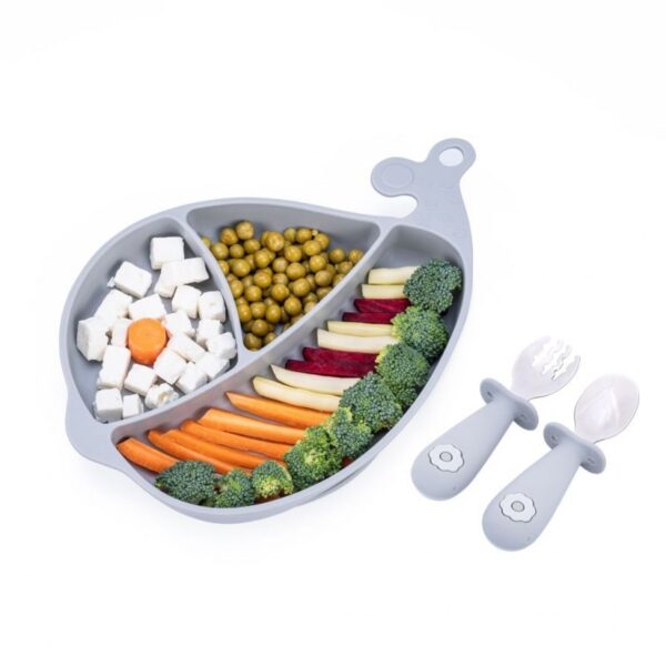 Talerz wieloryb+sztuć. szary GILIGUMS